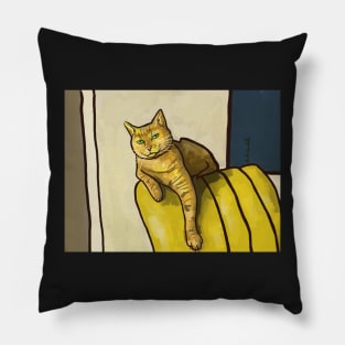 Cat on the back of a sofa, painted cat Pillow