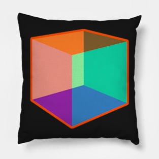 Color Cube Pattern on Orange Pillow