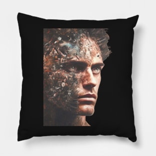 Half Human Half Robot I Your Worst Enemy. T-Shirt Pillow