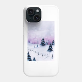 Winter landscape Christmas watercolor Phone Case