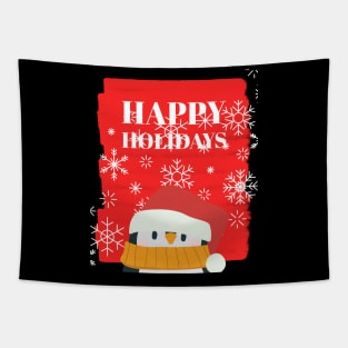 Happy Holidays Penguin Tapestry