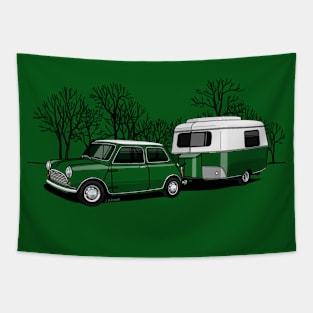 The cute small car and caravan to enjoy vacation Tapestry