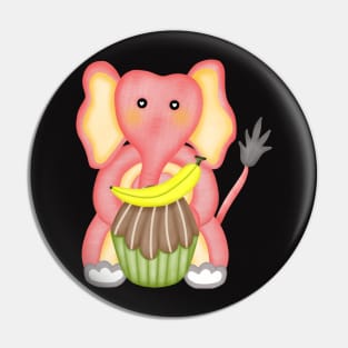 Cute elephant eating banana cupcake. Pin