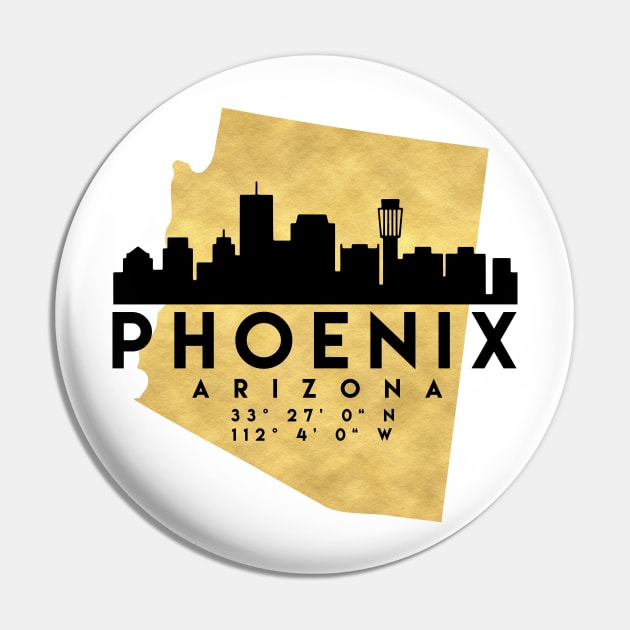 Phoenix Arizona Skyline Map Art Pin by deificusArt