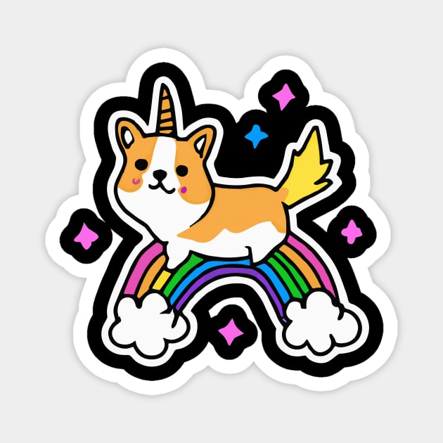 Corgi Unicorn Rainbow Dog Owner Welsh Corgi Kids Funny Dog Magnet by BetterManufaktur