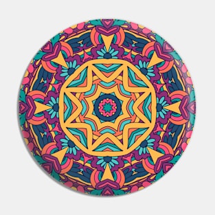 Colorful Indian Mexican Ethnic Oriental Rug Mandala Boho Pattern Pin