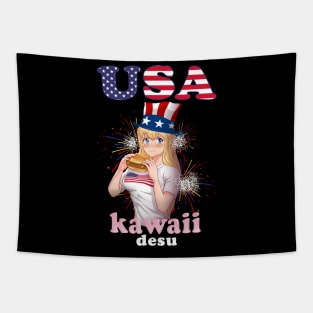 Funny - "USA kawaii Desu" Manga 4th of July Anime Tapestry