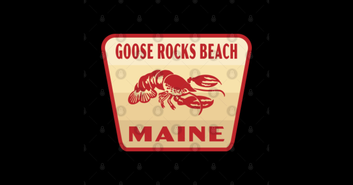 Goose Rocks Beach Maine Retro Lobster Badge (Tan) Goose Rocks Beach