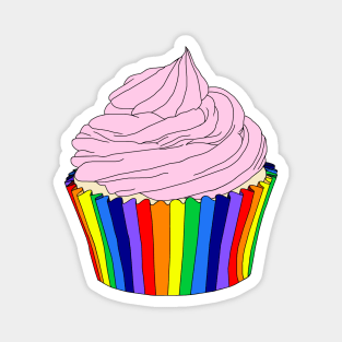 Rainbow Cupcake with Pink Icing Magnet