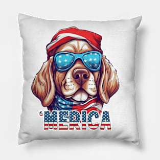 Patriotic Dogs, 4th of July Design Pillow