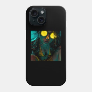 Futuristic portrait of a woman with yellow glasses Phone Case