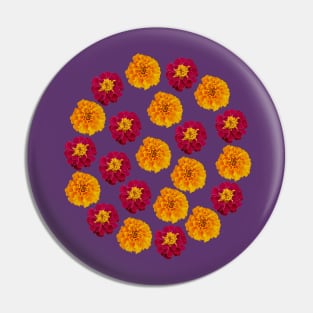 Red and Orange Marigold Floral Group Pin