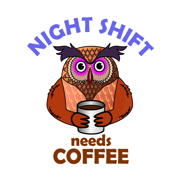 Night Shift Owl Needs Coffee by denip