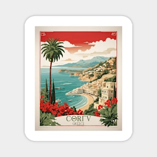 Corfu Greece Tourism Vintage Poster Magnet