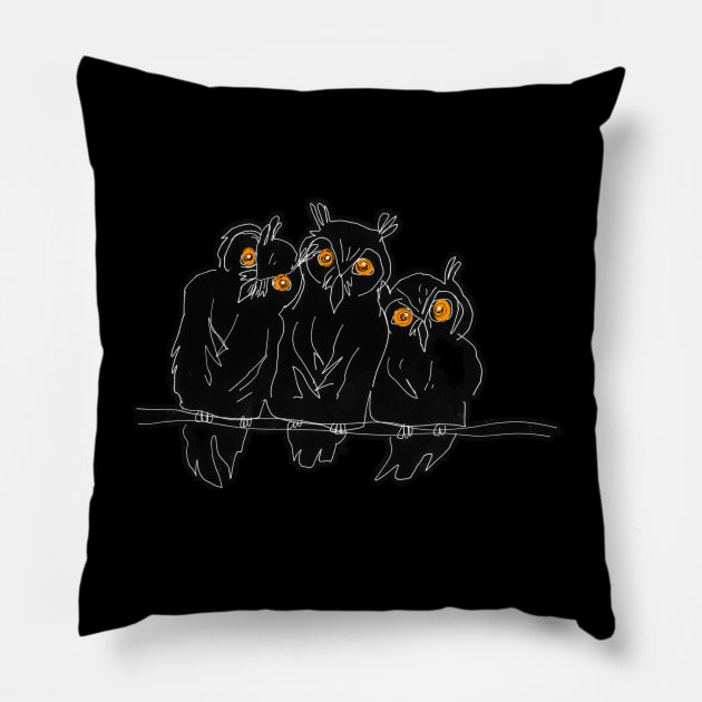 Orange-eyed owls Pillow by vectormutt