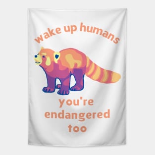 Red Panda - Wake Up Humans Tapestry