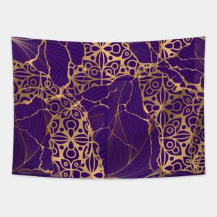 Golden Lines. Japanese Kintsugi Pattern Tapestry