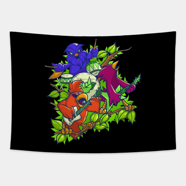 Colorful rock music - Bird Rock Band Tapestry by Modern Medieval Design