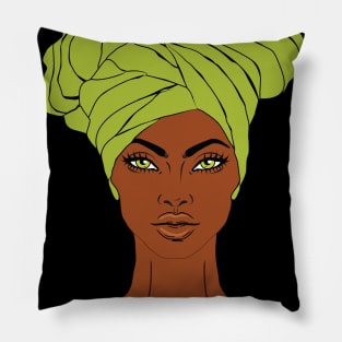 anime black girl yellow green 1 Pillow