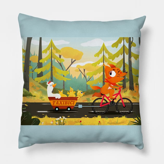 The little taxi driver fox Pillow by Tamarauniverse96