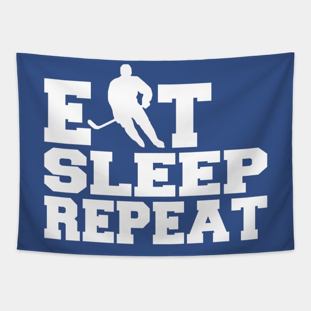 EAT SLEEP REPEAT HOCKEY Tapestry by MarkBlakeDesigns