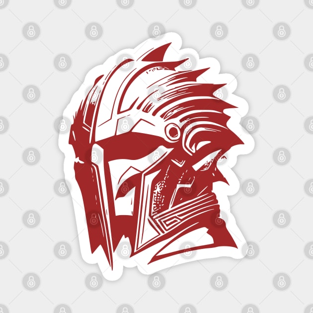 Spartan helmet, vintage red Magnet by Ravenglow