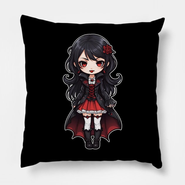 Vampire Girl 1 Pillow by Grave Digs