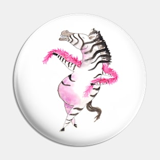 Dancing zebra with feather boa Pin