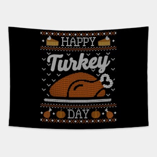 Ugly Thanksgiving Happy Turkey Day Tapestry