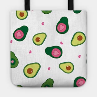 Hand drawn cute avocados with pink hearts Tote