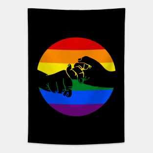 ASL sign for Friend (rainbow) Tapestry