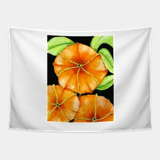 Orange Watercolor Flowers Tapestry