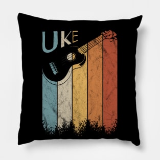 Hawaiian Retro Style Rainbow Ukulele Uke Pillow