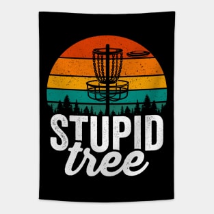 Stupid Tree Funny Disc Golf Player Saying Retro Tapestry