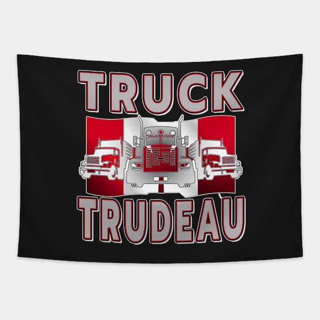 TRUCK TRUDEAU SAVE CANADA FREEDOM CONVOY OF TRUCKERS GRAY Tapestry by KathyNoNoise