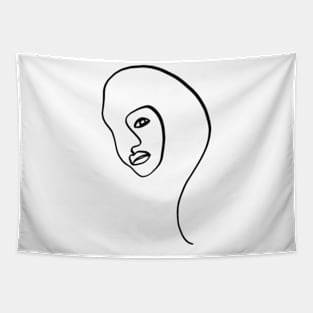 Abstract women face line art Tapestry