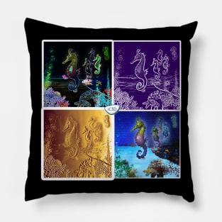 Seahorses Collage Pillow