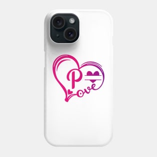 letter p monogram in the shape of love Phone Case