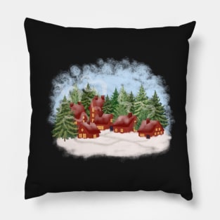 Christmas Village Illustration 2 Pillow