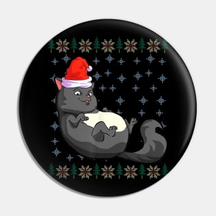 Black Cat Christmas Santa Hat Cat Lover Pin