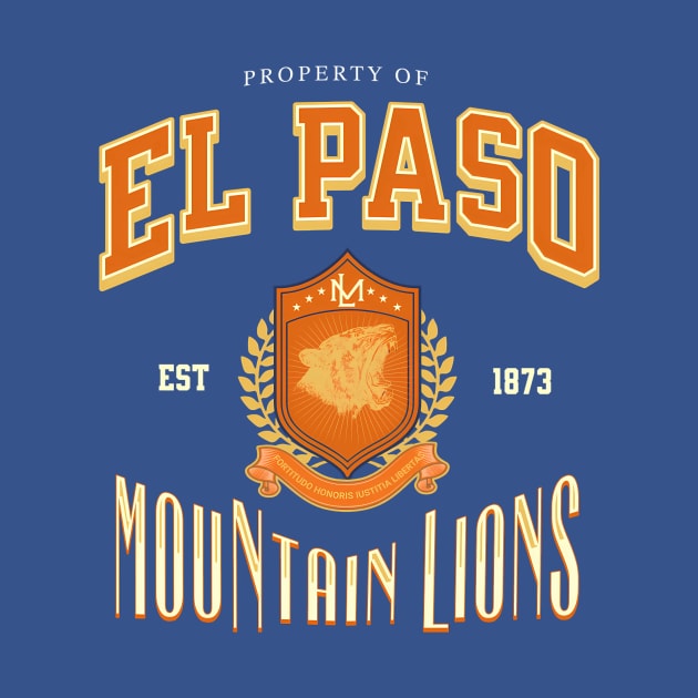 El Paso, Vintage College Design – Mountain Lions by Urban Gypsy Designs