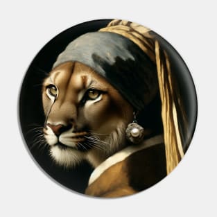 Wildlife Conservation - Pearl Earring Mountain Lion Meme Pin