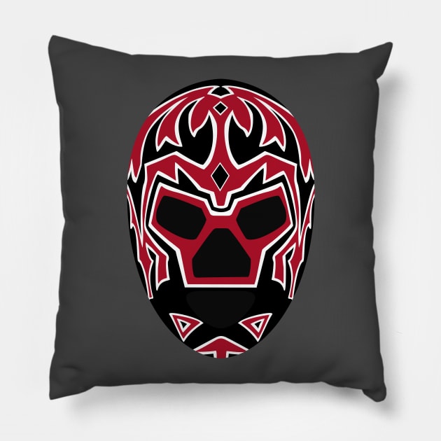 King Cuerno Mask Small Pillow by Slightly Sketchy