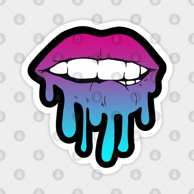 Vaporwave Dripping Lips Bite Lip Magnet by aaallsmiles