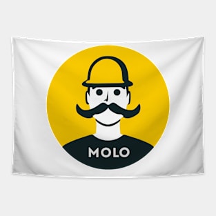 Building Boldness: Molo Logo in Heroic Pop Art Style Tapestry