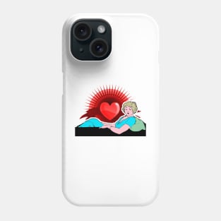 Romantic lying girl with passion heart Phone Case