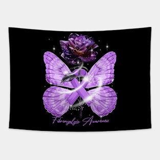 Butterfly Fibromyalgia Ribbon Awareness Rose Tapestry