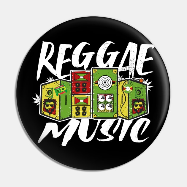 Reggae Music Sound System Speakers Dub Toasting Jamaican DJ T-shirt Pin by dconciente