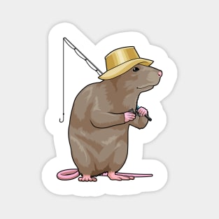 Rat at Fishing with Fishing rod Magnet