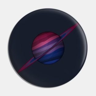 Planet and Rings in Bisexual Pride Flag Colors Pin